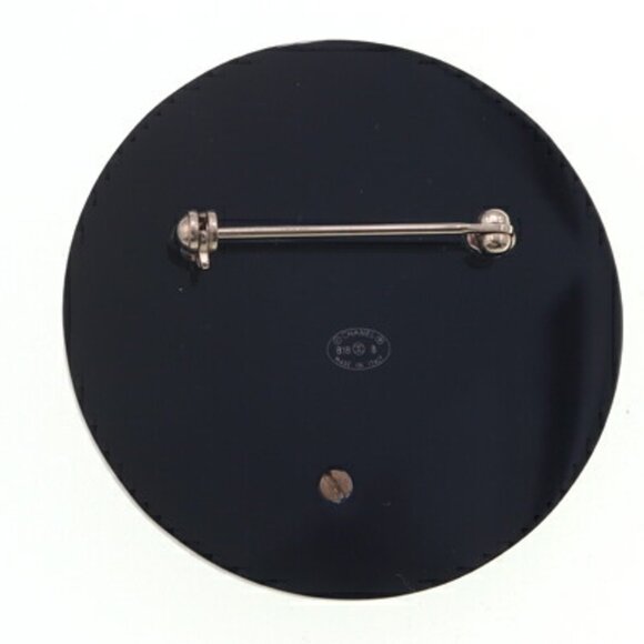 CHANEL Black Pearl Logo Brooch